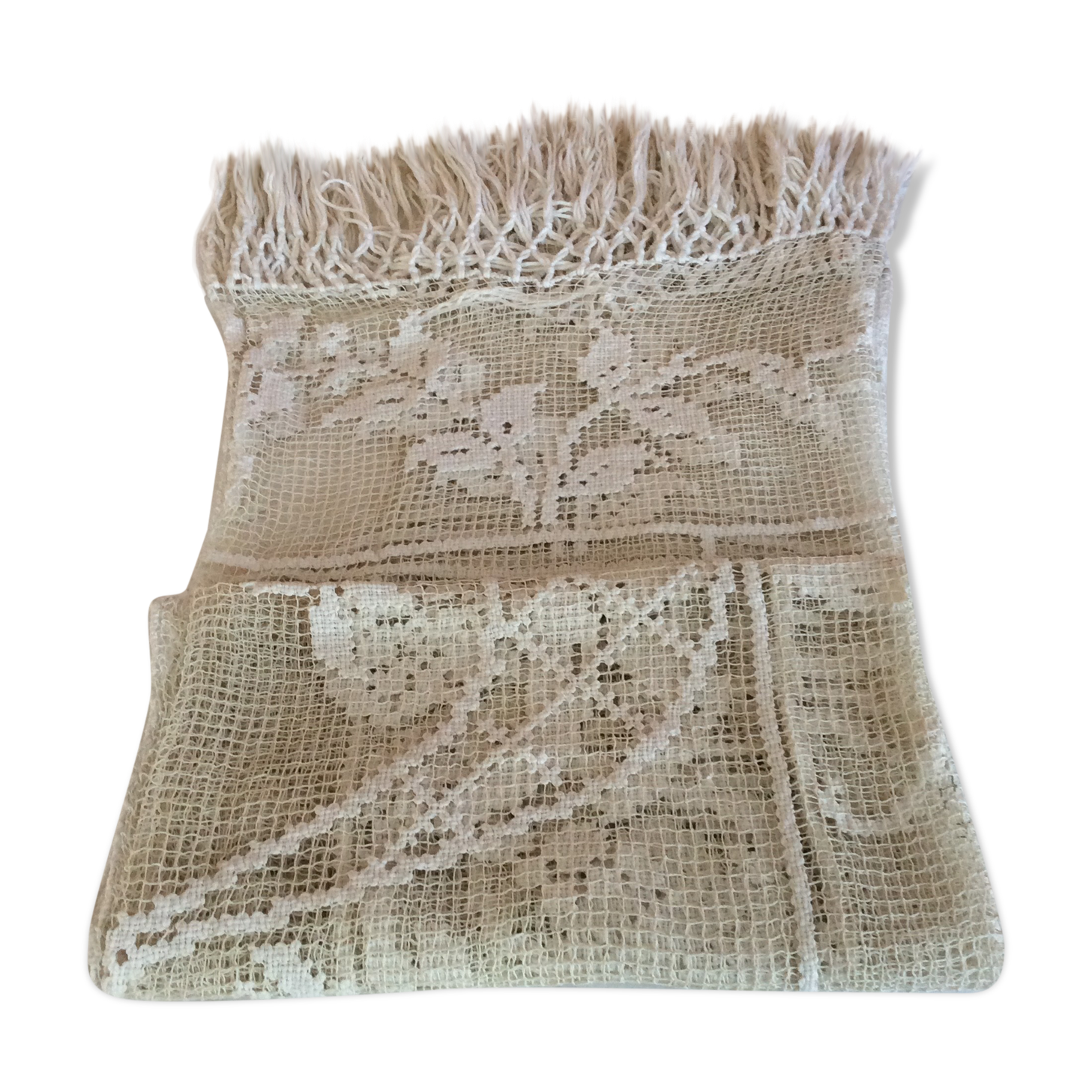 Old bedspread with angel embroidery