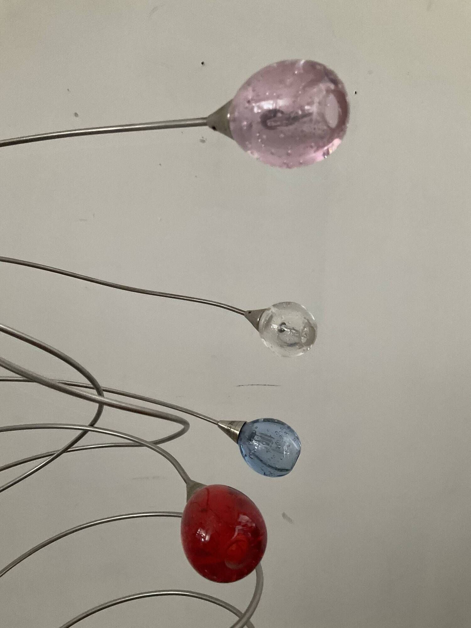 Design lamp of the 80s in brushed aluminum and glass paste