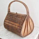 60s wicker basket handbag