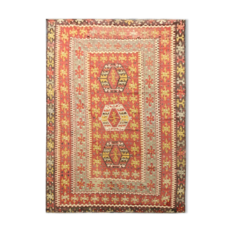 Antique turkish kilim rug, handmade flat-woven oriental area rug- 160 x 200 cm