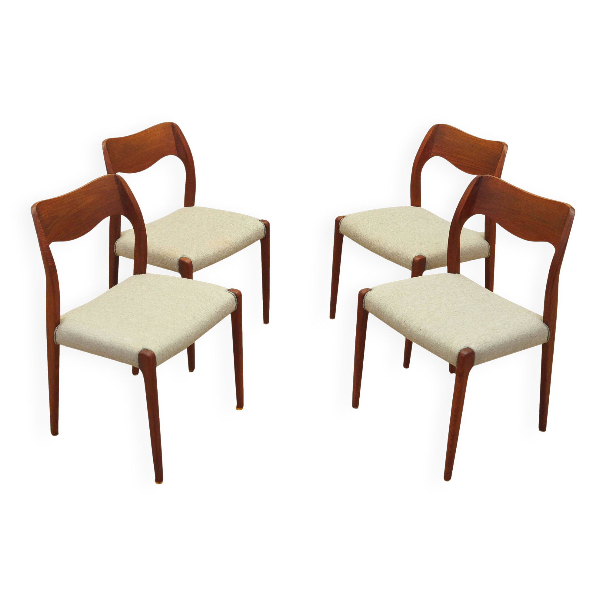 Set of four teak chairs, Danish design, 1960s, designer: Niels Otto Møller