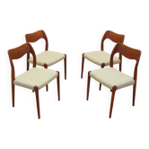 Ensemble de quatre chaises en teck, design danois, années 1960, designer : Niels Otto Møller
