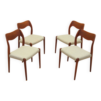 Set of four teak chairs, Danish design, 1960s, designer: Niels Otto Møller