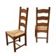 Vintage Set of 4 dining chairs oak and wicker 70's design high back