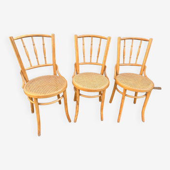 Lot de 3 chaises bistrot cannelées