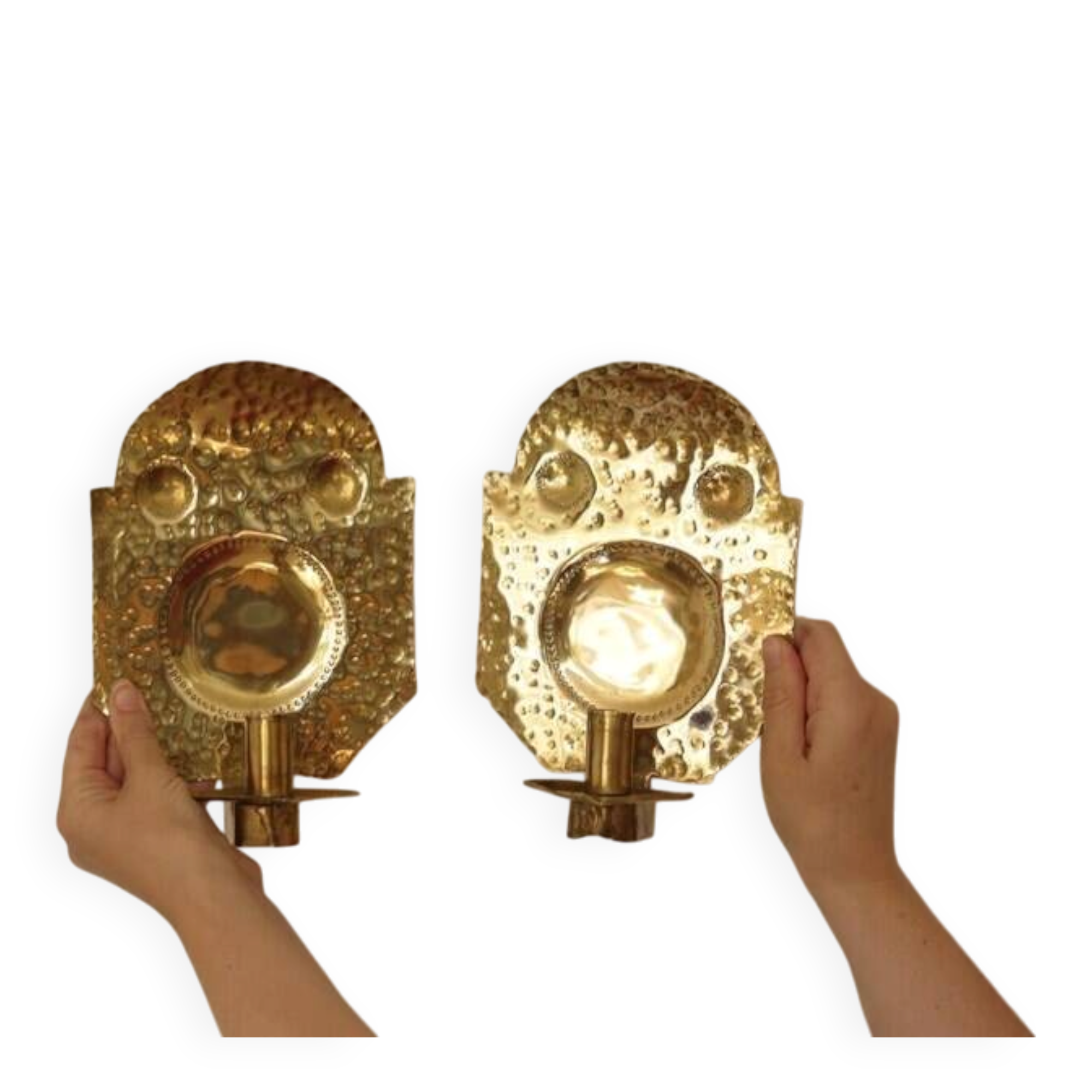 Pair of Swedish Brass Wall Sconces from the Mid-Century