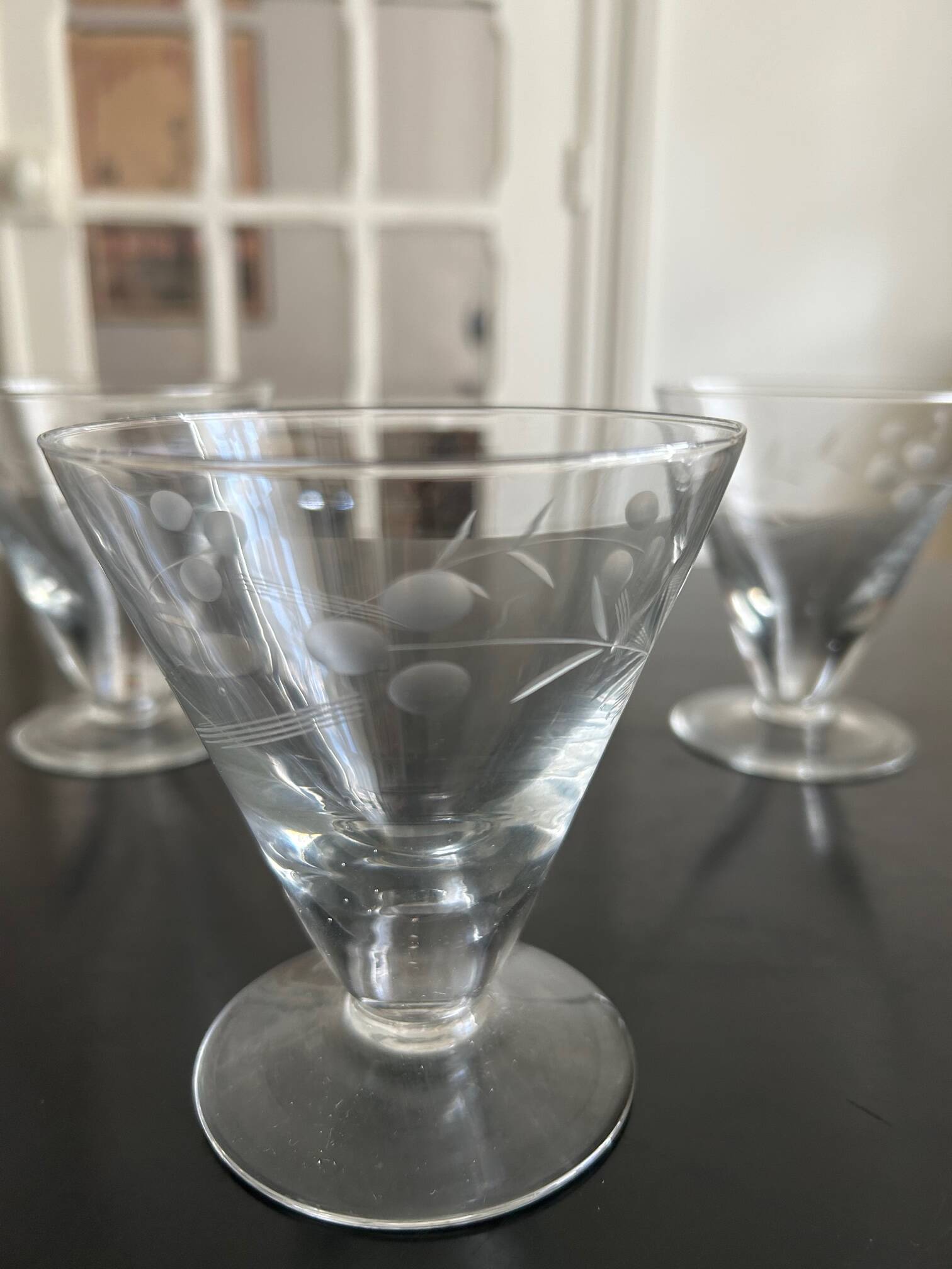 11 old engraved glasses