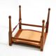 Rare 1990s safari stool with a teak frame and a seat made of brown saddle l