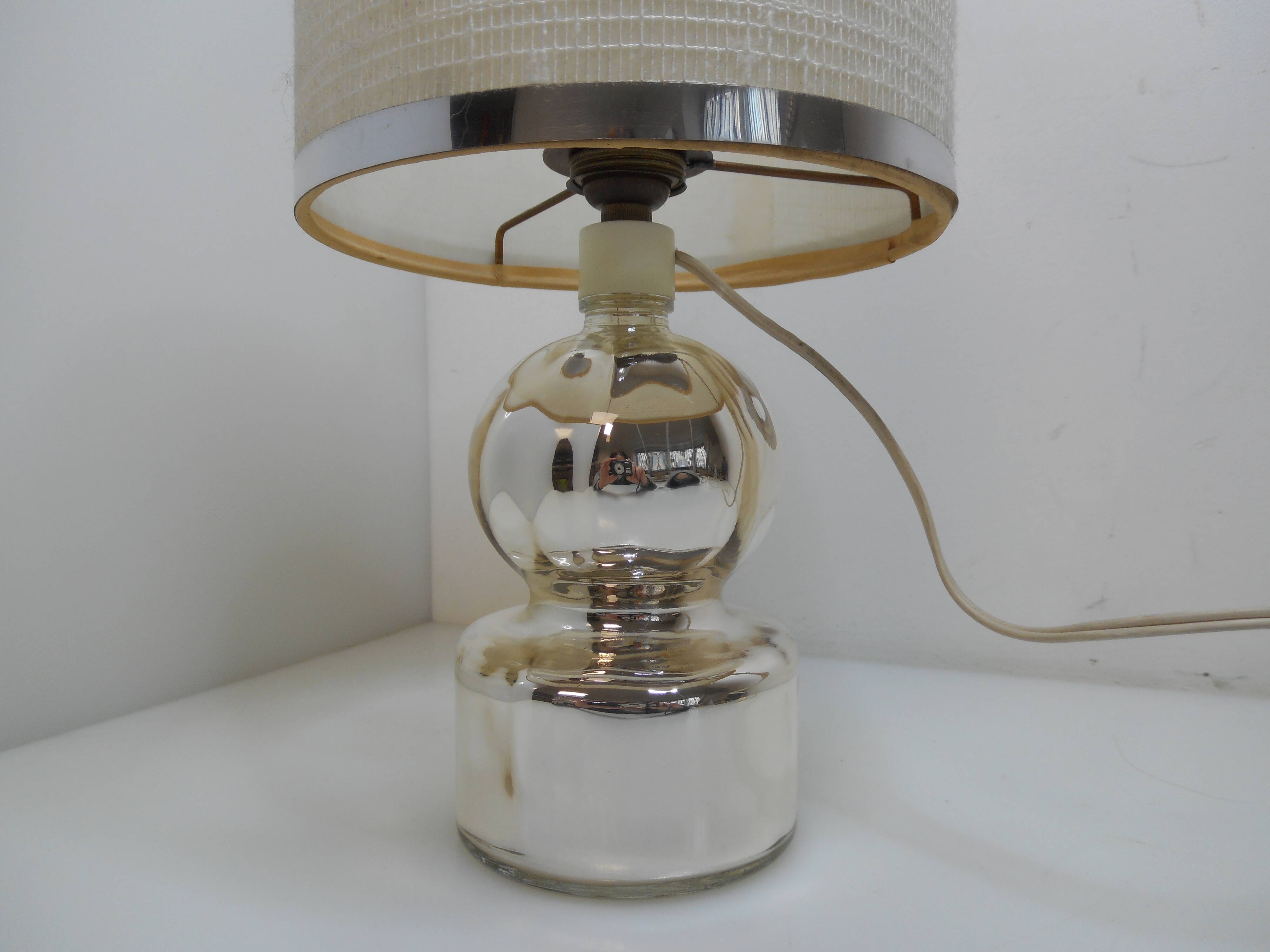 Lampe de chevet verre mercurisé vintage