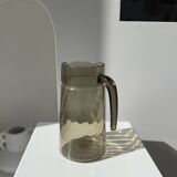 Vintage striated smoked glass carafe