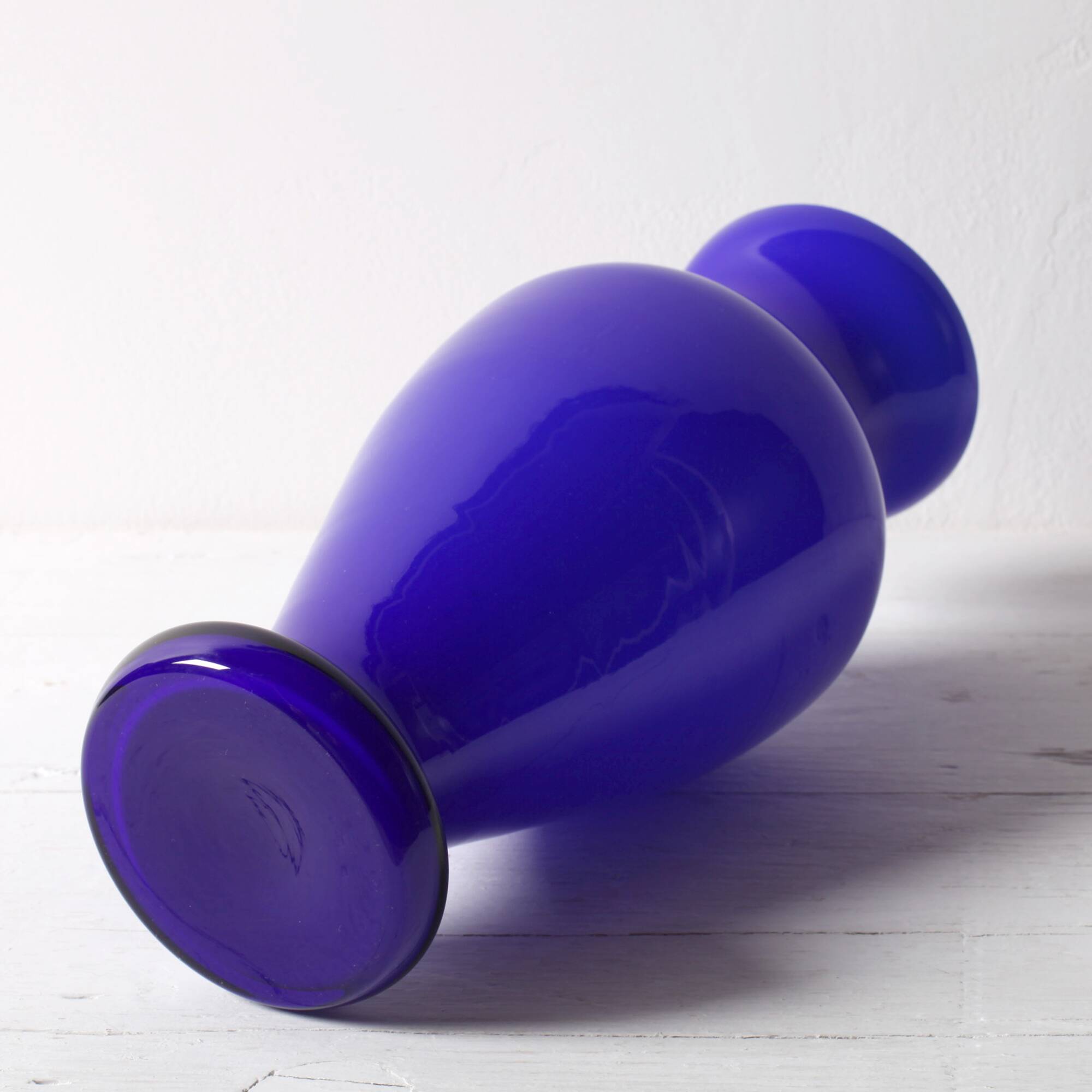 Mid-century Rare Blue and White Vintage Murano Glass Vase / Italy / 1970s