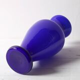 Mid-century Rare Blue and White Vintage Murano Glass Vase / Italy / 1970s