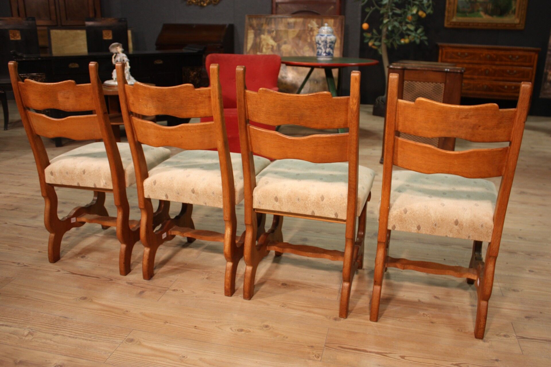 Lot de 4 chaises rustiques