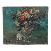 Tableau ancien, huile sur toile bouquet de fleurs