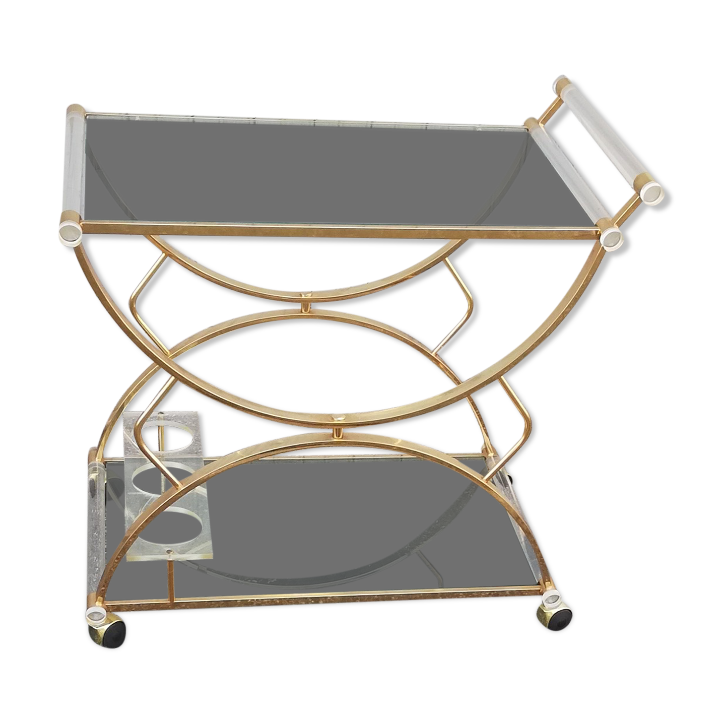 Vintage golden and glass kitchen trolley