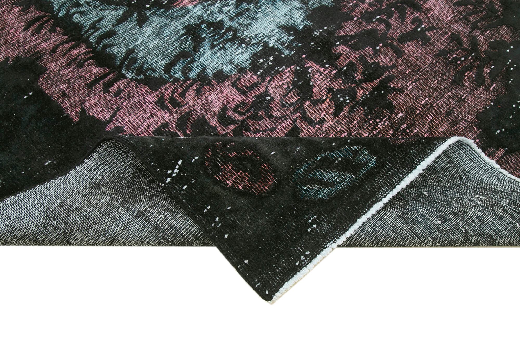 Hand-knotted vintage turkish 1980s 184 cm x 282 cm black carpet