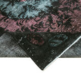 Hand-knotted vintage turkish 1980s 184 cm x 282 cm black carpet