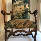 Louis XIII armchair called sheep's bones with aubusson tapestry