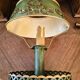 Metal bouillotte lamp, Empire style, green metal shade.