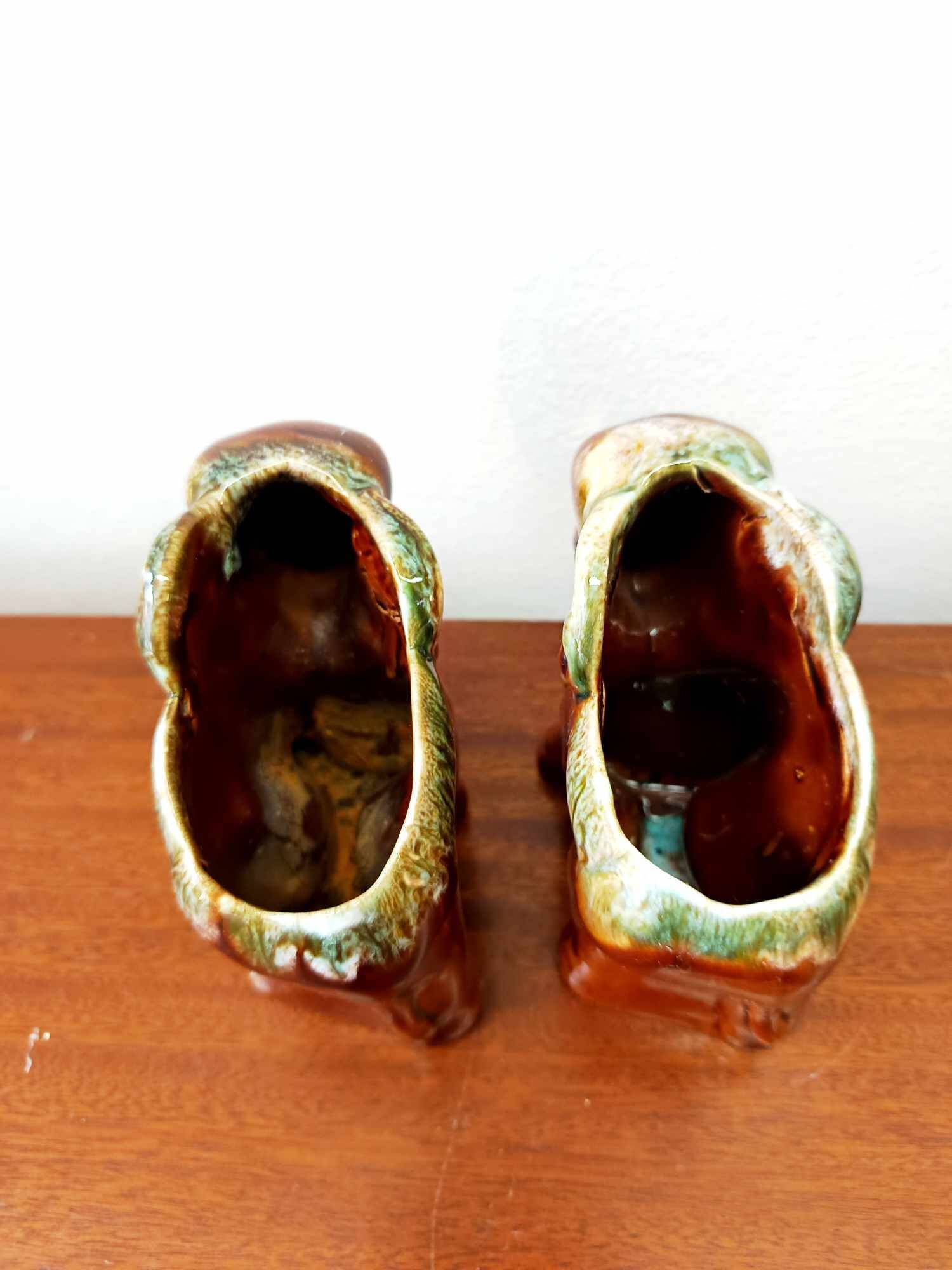 Pair of vintage ceramic elephant vases