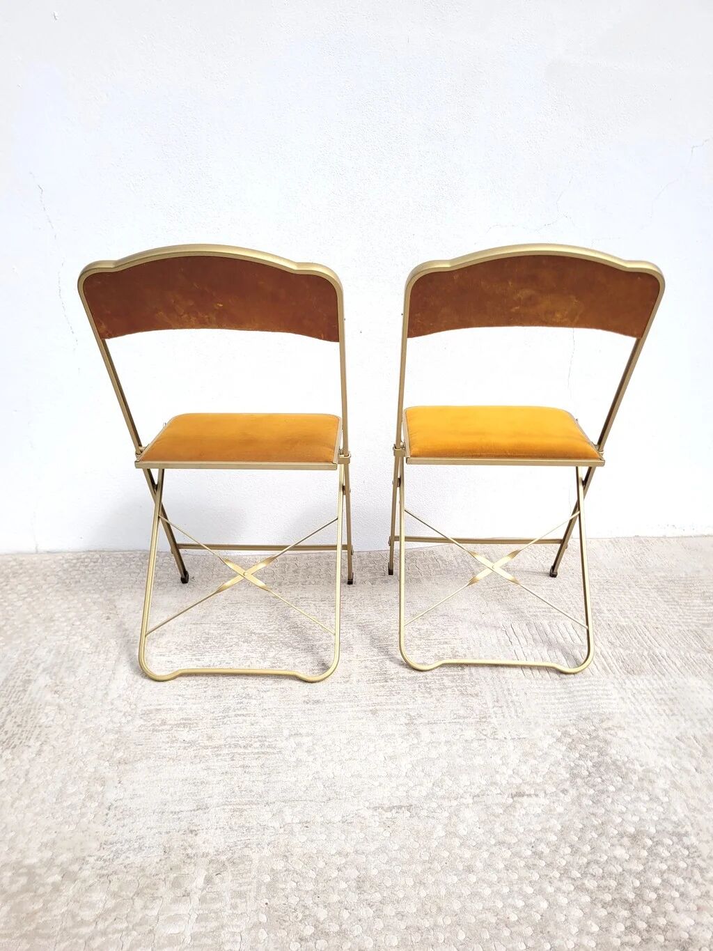 Pair of vintage mustard Opera chairs from the 70s.