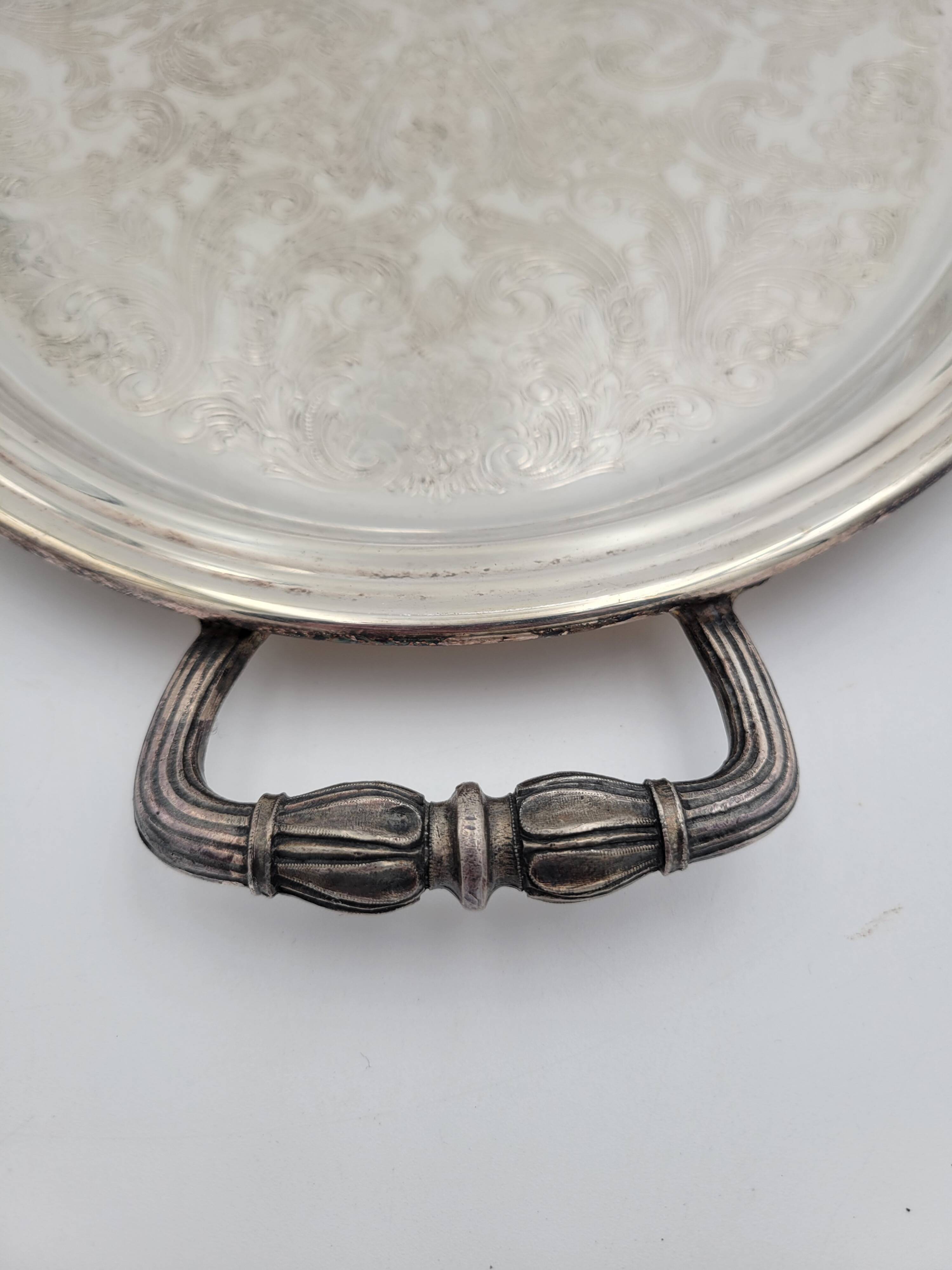 Antique silver metal tray