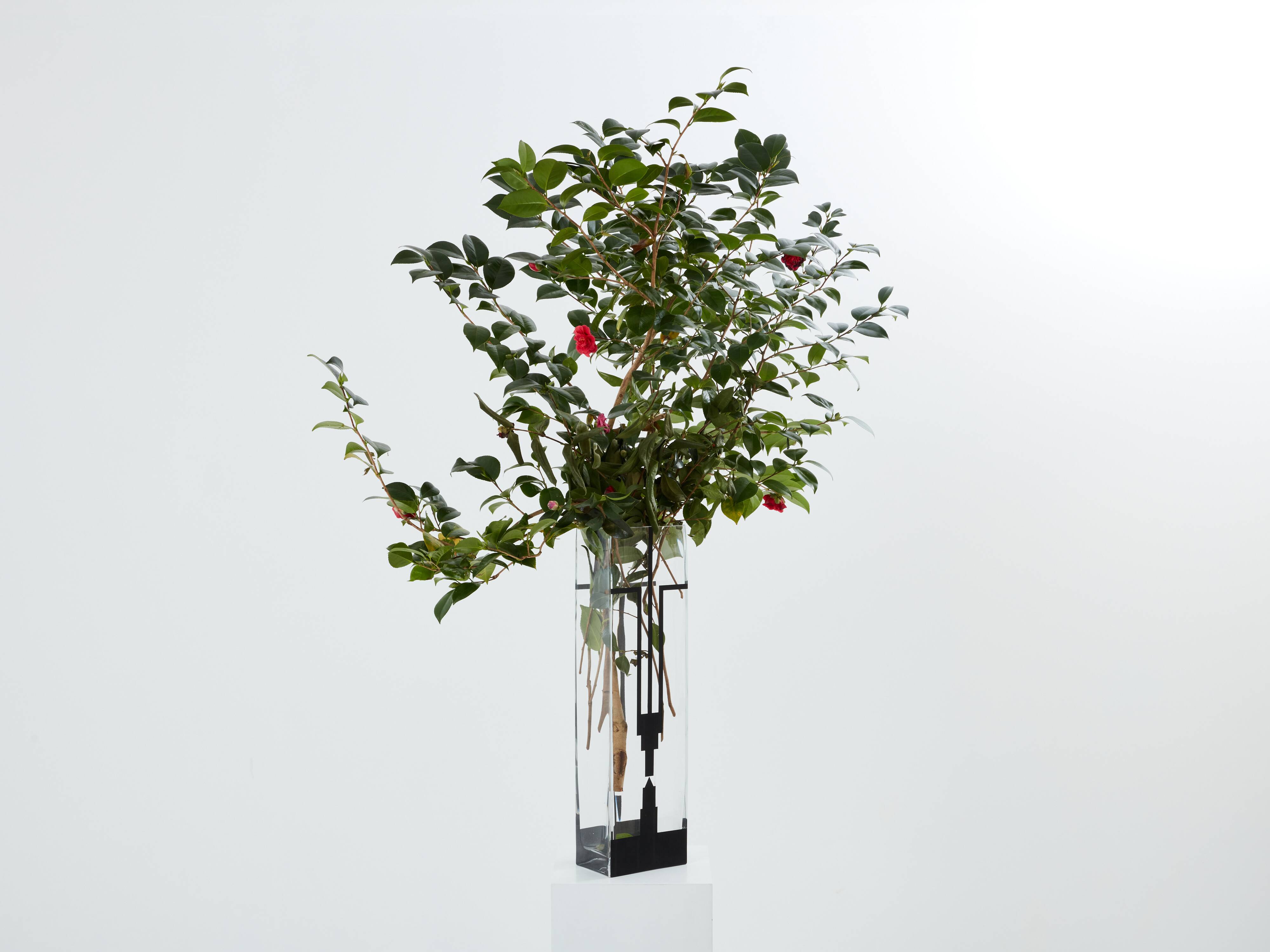 Large Art Deco vase in black frosted glass signed Anatole Riecke 1932