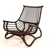Manou rattan lounge chair in pagoda style with ottoman