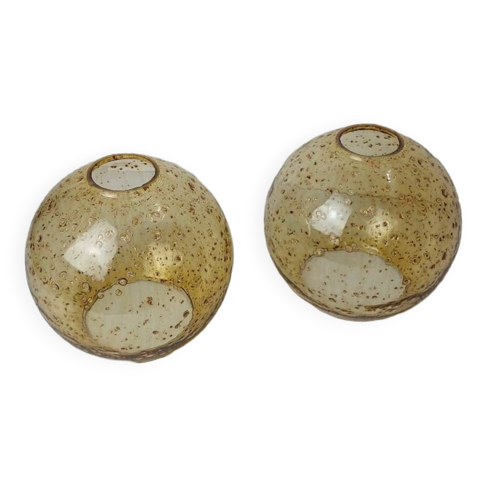 Duo amber glass globes 70s
