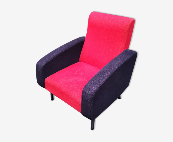 Fauteuil rouge et noir des années 60