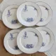 6 antique flat plates Creil and Montereau Téniers service