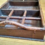 Plateau de service bois et rotin