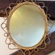 Oval rattan mirror from the 1950s France