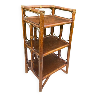 Bedside table, end table, vintage rattan shelf