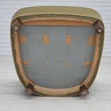 1970s, Danish armchair, original green furniture velour, oak wood.