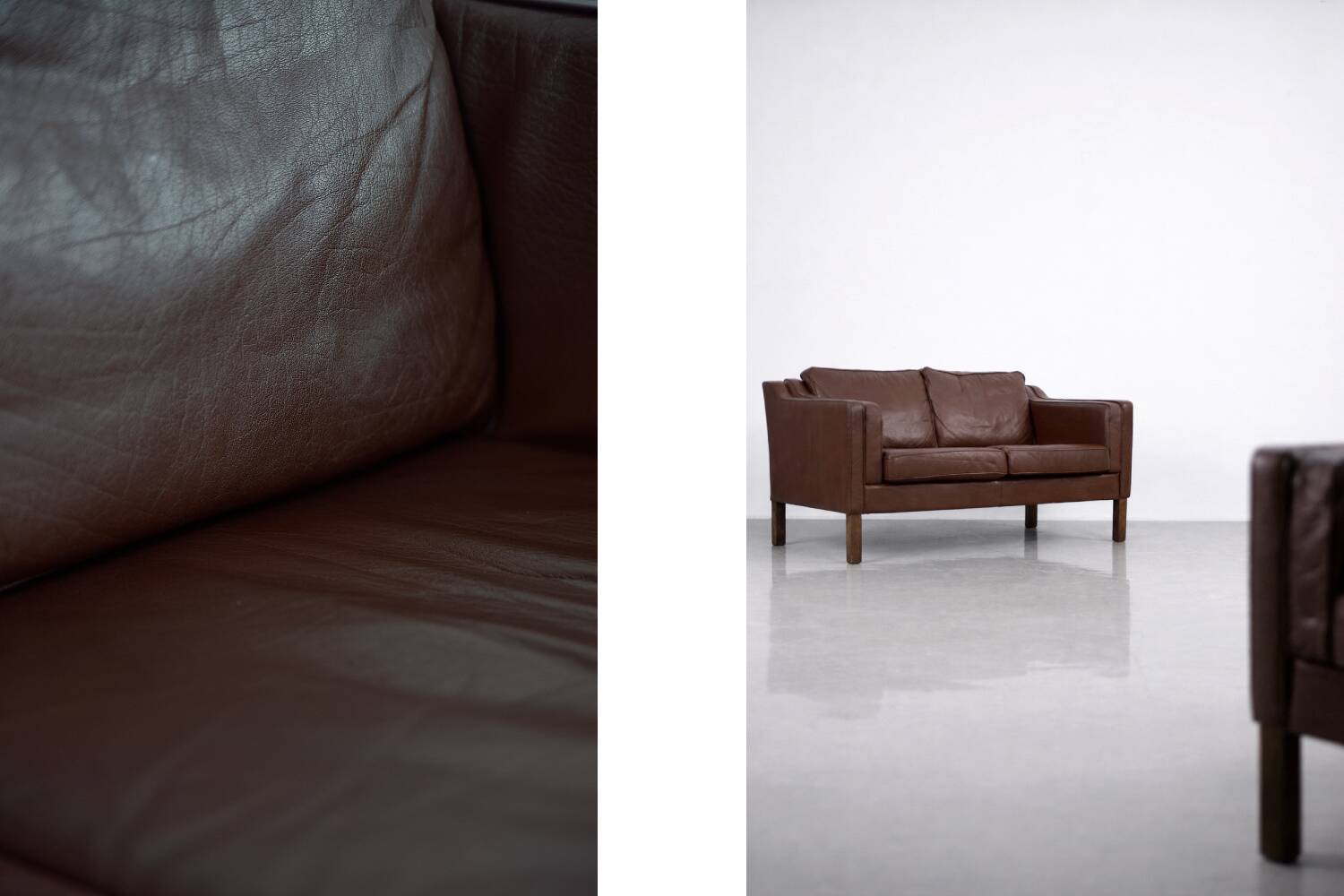 Vintage Mid-Century Scandinavian Modern Brown Leather Sofa, 1970s