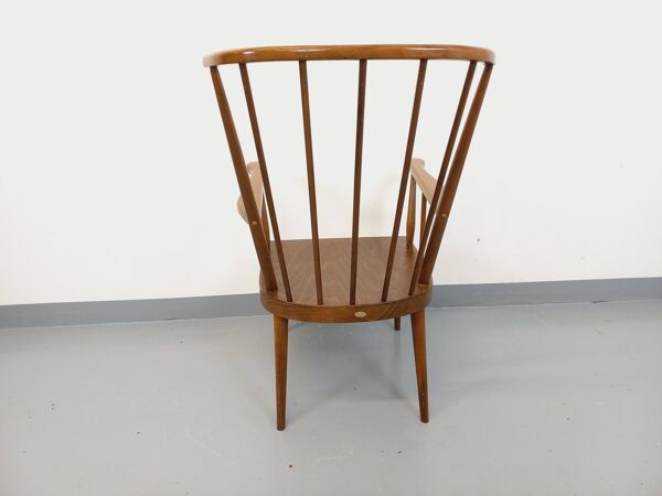 Fauteuil en bois vintage Baumann modèle Éventail des années 60