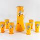 Art Nouveau lemonade service pitcher and 6 hand-painted glasses in bohemian glass early 20th century