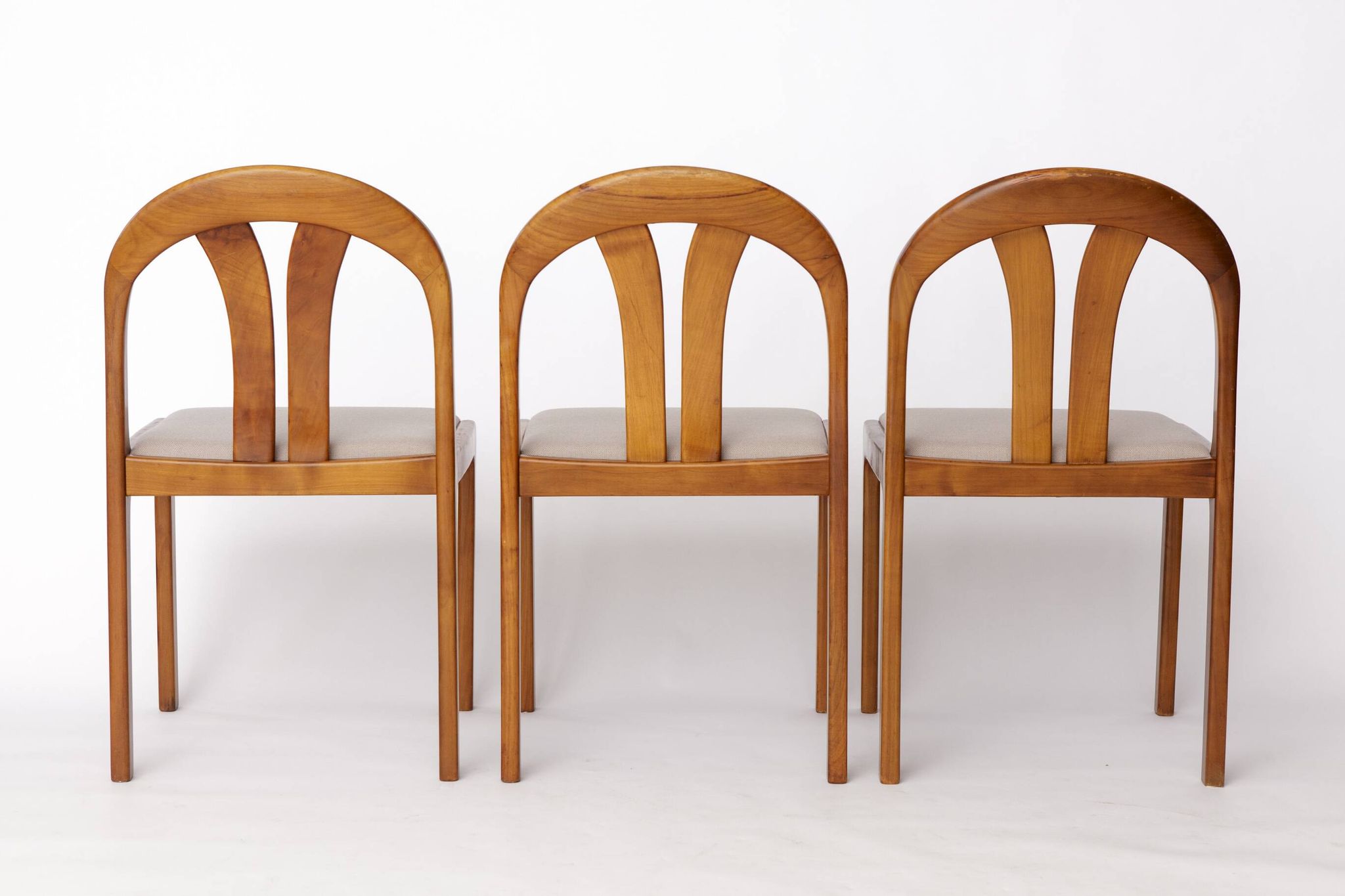 Set of 4 Vintage Dining Chairs by Lübke – Germany 1970s – Cherrywood & Grey