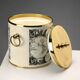 Vintage brass and fabric ice bucket, Italy, 1970s.