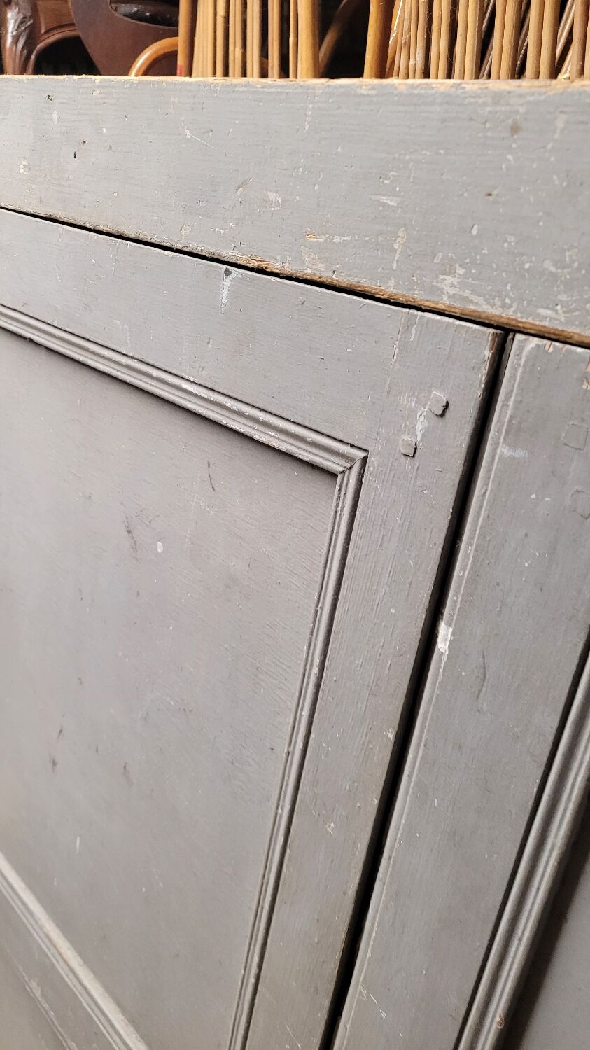 Double cupboard door front in old painted fir