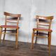 Pair of chairs in light wood and vintage red fabric 1960