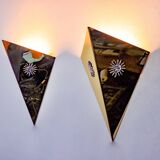 Pair of “Soleil” wall lights by Italo Valenti, brass and silver, Spain 1970