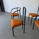 Set of 4 Italian design chairs in vintage black metal and chrome.