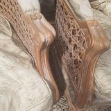 Louis XV style living room sofa and 2 armchairs - canework and carved wood
