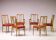 Set of six carved walnut dining chairs, Italy, 1955