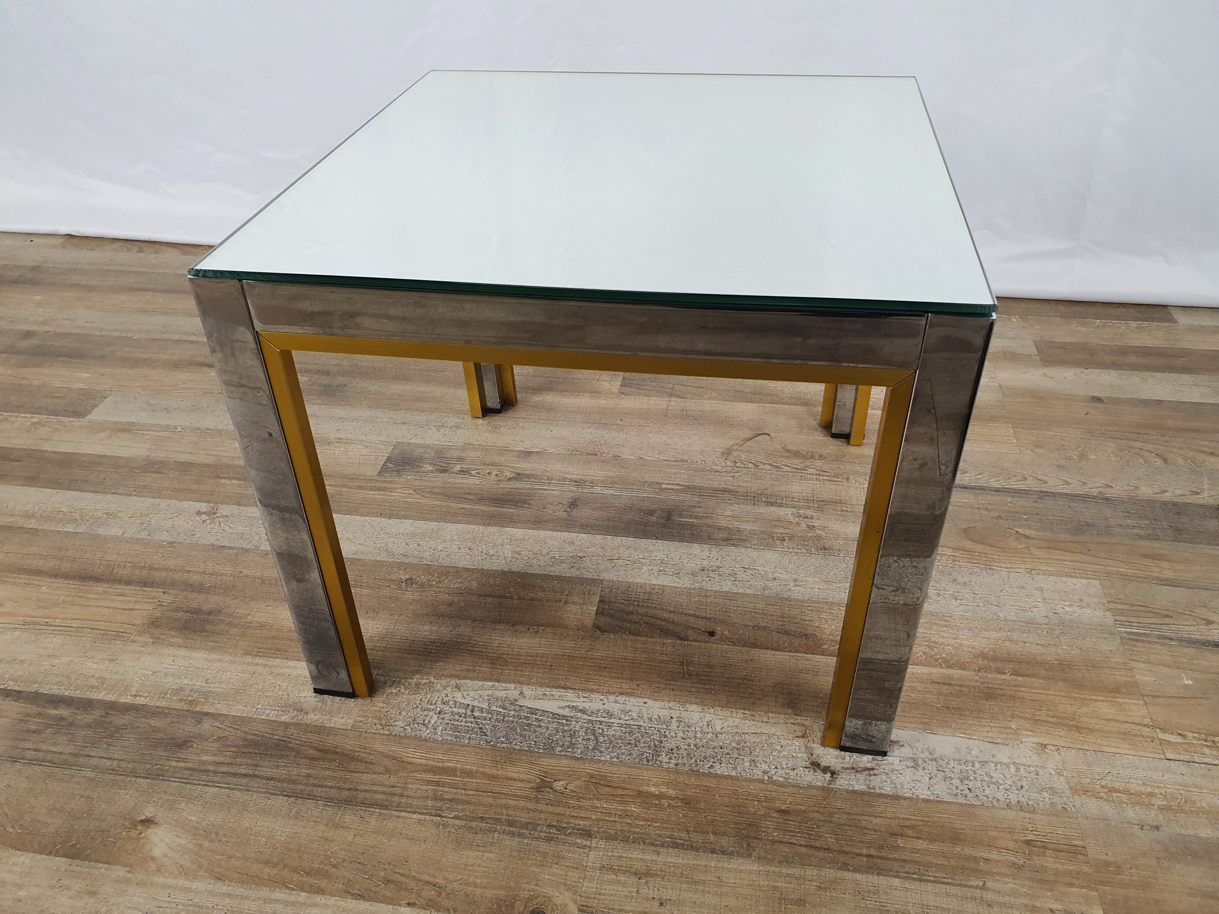 Table basse de Renato Zevi avec plateau en miroir, années 70