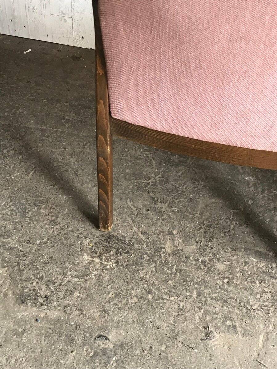 Set de fauteuils Art Déco années 1950 en bois et tissu marron et violet