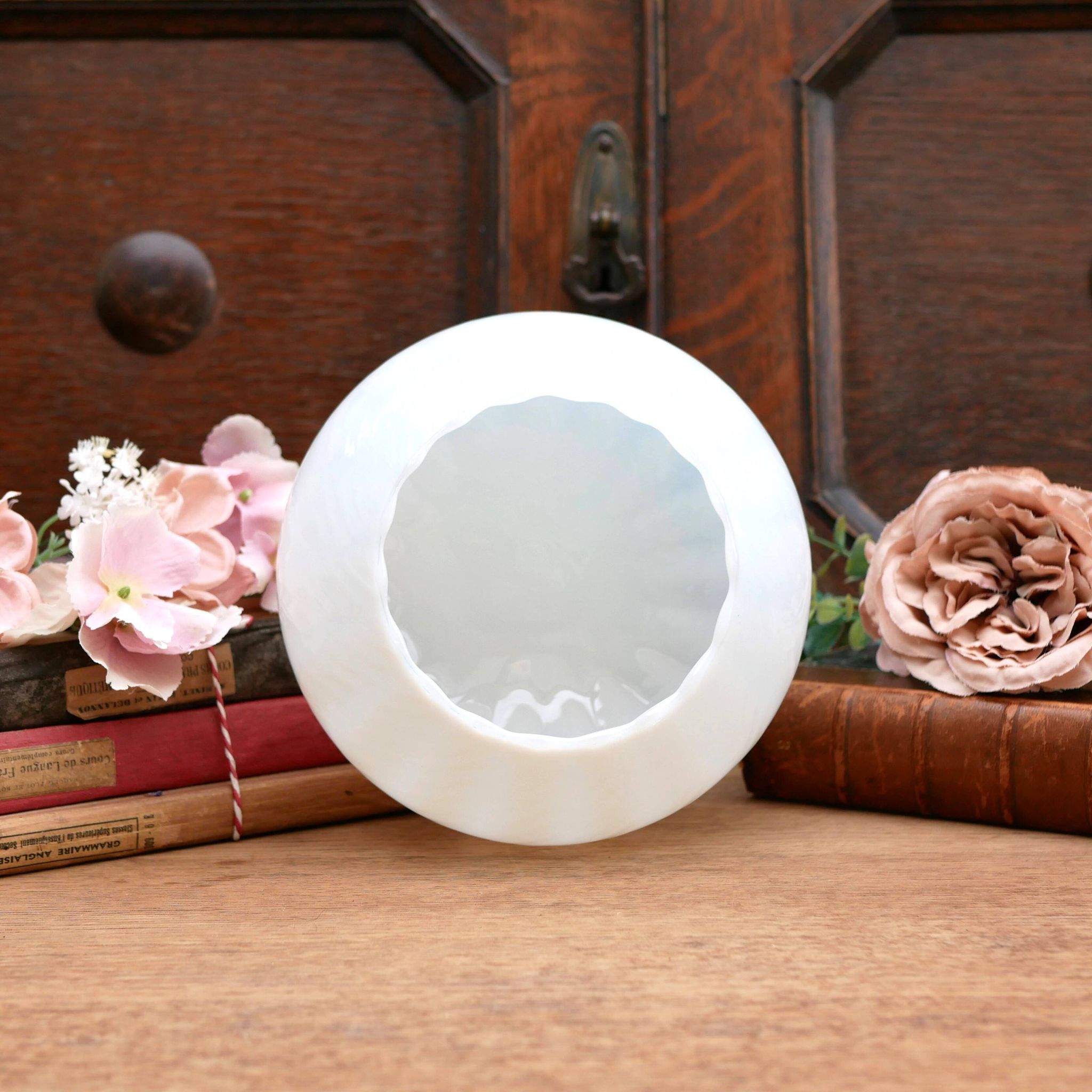 Handmade opaline white bowl vase