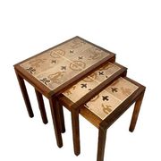Danish nesting tables in rosewood and ceramic by Willy Ryomgard, Mo.